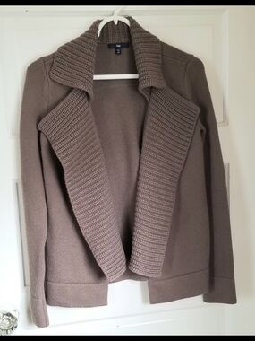 GAP Women's Taupe Ribbed Shawl Collar Waterfall Open Cardigan XS